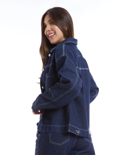 CASACA MUJER METAL JEANS RAYAS ROMA - 4