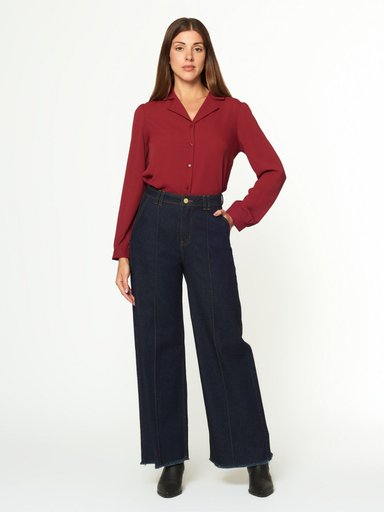 JEANS WIDELEG MUJER MENTHA Y CHOCOLATE DELFINA - 1