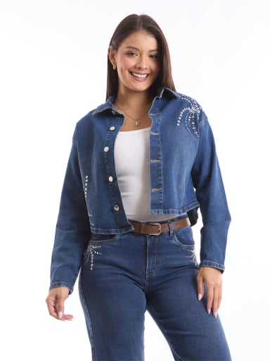CASACA MUJER METAL JEANS DENIM TACHAS NORFIT - 2