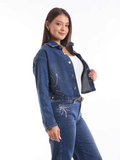 CASACA MUJER METAL JEANS DENIM TACHAS NORFIT - 3