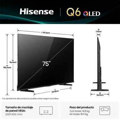 TELEVISOR SMART TV HISENSE 4K ULTRA HD 75” 75Q6QV - 4