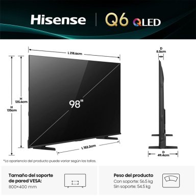 TELEVISOR SMART TV HISENSE 4K ULTRA HD 98” 98Q6QG - 2