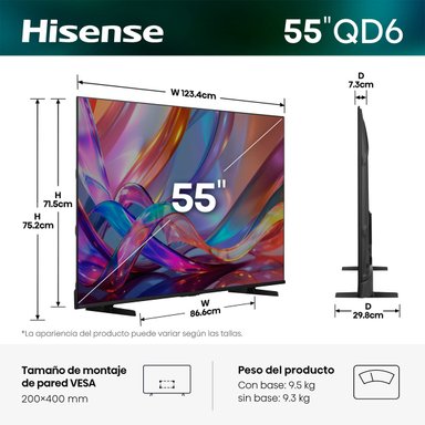TELEVISOR SMART TV HISENSE 4K ULTRA HD 55” 55QD68SG - 3