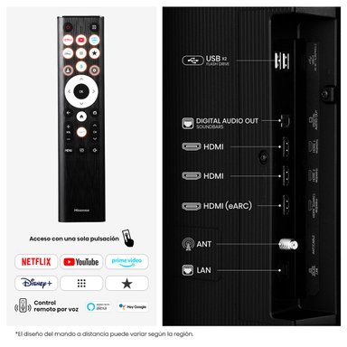 TELEVISOR SMART TV HISENSE 4K ULTRA HD 55” 55QD68SG - 5