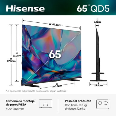 TELEVISOR SMART TV HISENSE 4K ULTRA HD 65” 65QD5SV - 3