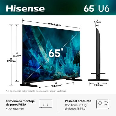 TELEVISOR SMART TV HISENSE 4K ULTRA HD 65” 65U6ESG - 3