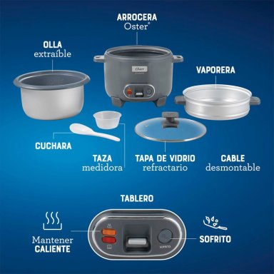 ARROCERA 3 EN 1 OSTER FUNCIÓN SOFRITO VAPORERA RECUBRIMIENTO ANTIADHERENTE 1.8L CKSTRC10DFSKE - 9