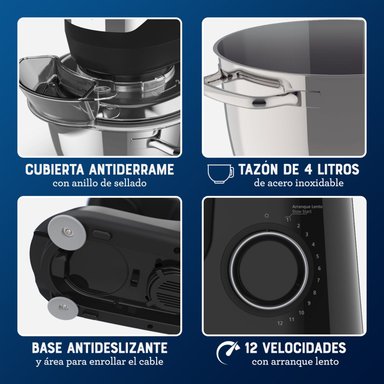 BATIDORA PLANETARIA 12 VELOCIDADES CON TAZÓN DE ACERO INOXIDABLE 4LTS 850W FPSTSMPL2B OSTER - 3