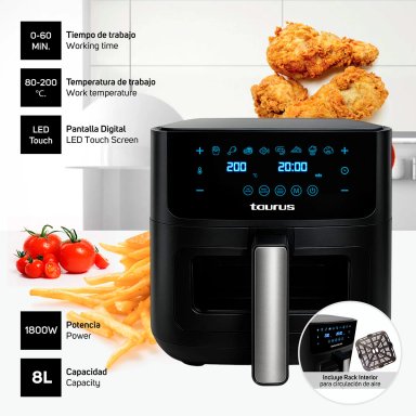 FREIDORA DE AIRE TAURUS 8 LT DIGITAL AERO CRISPY - 3