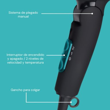 SECADORA DE CABELLO BEZEL PLEGABLE 1200W - 6