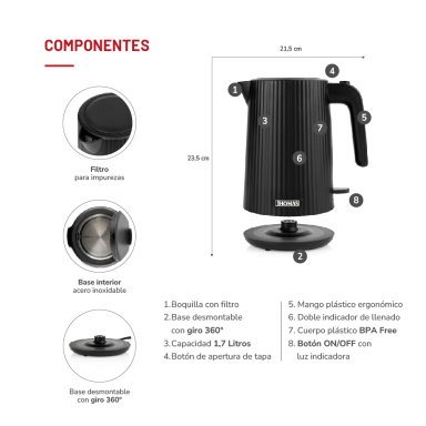 HERVIDOR ELÉCTRICO THOMAS 1.8 L TH-4343N - 5
