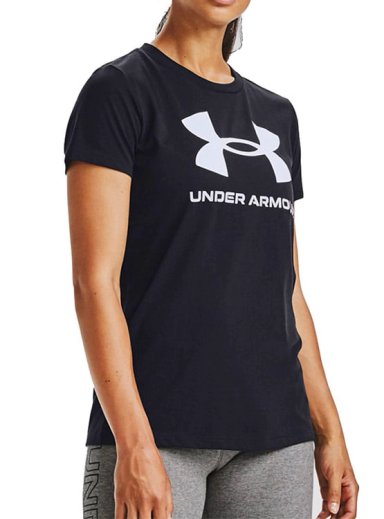 POLO DEPORTIVO MUJER UNDER ARMOUR 1356305-001 LIVE SPORTSTYLE GRAPHIC SSC ALGODÓN NEGRO