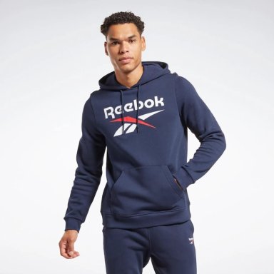 POLERA HOMBRE REEBOK 100050291 IDENTITY BIG LOGO FLEECE HOODIE ALGODÓN AZUL