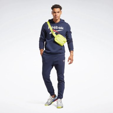 POLERA HOMBRE REEBOK 100050291 IDENTITY BIG LOGO FLEECE HOODIE ALGODÓN AZUL - 4