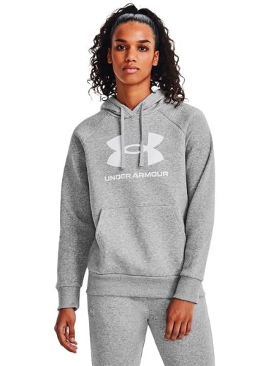 POLERA MUJER UNDER ARMOUR RIVAL FLEECE ALGODÓN GRIS - 1