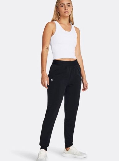 PANTALÓN DE BUZO MUJER UNDER ARMOUR HIGH RISE WOVEN NEGRO - 1