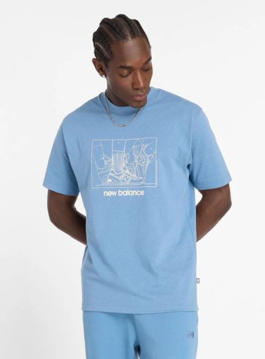 POLO HOMBRE NEW BALANCE ATHLETICS RELAXED SCIENCE MT43557HEB ALGODÓN CELESTE