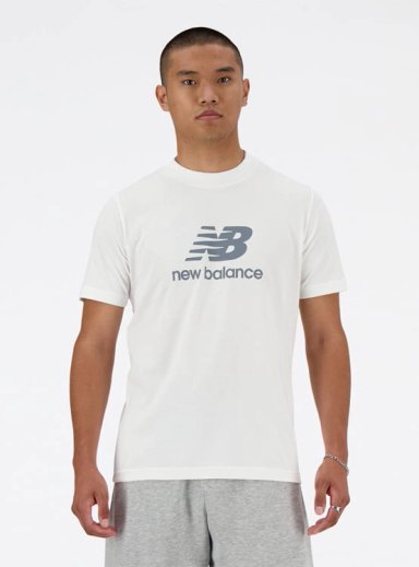 POLO HOMBRE NEW BALANCE SPORT ESSENTIALS LOGO MT41502WT ALGODÓN BLANCO