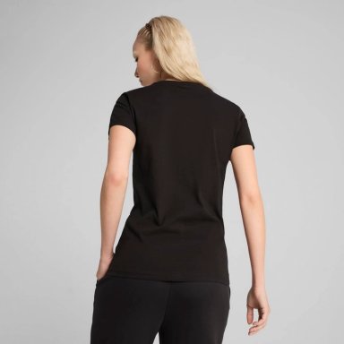 POLO DEPORTIVO MUJER PUMA MANGA CORTA ESSENTIALS SMALL N°1 LOGO TEE 682372 01 ALGODÓN NEGRO - 4