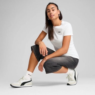 POLO DEPORTIVO MUJER PUMA MANGA CORTA ESSENTIALS SMALL N°1 LOGO TEE 682372 02 ALGODÓN BLANCO - 3
