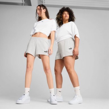SHORT DEPORTIVO MUJER PUMA ESSENTIALS SMALL N°1 LOGO 4 S682438 ALGODÓN GRIS
