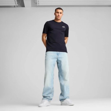 POLO DEPORTIVO HOMBRE PUMA MANGA CORTA ESSENTIALS SMALL N1 LOGO TEE ALGODÓN AZUL - 3