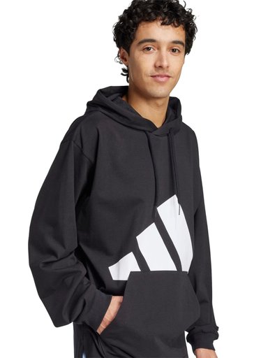 POLERA  HOMBRE ADIDAS TRAINING ESSENTIALS BIG LOGO SINGLE JERSEY HOODIE ALGODÓN NEGRO - 3