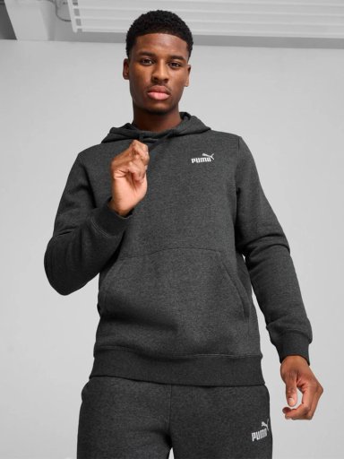 POLERÓN HOMBRE PUMA HOODIE ESSENTIALS NO.1 LOGO GRIS