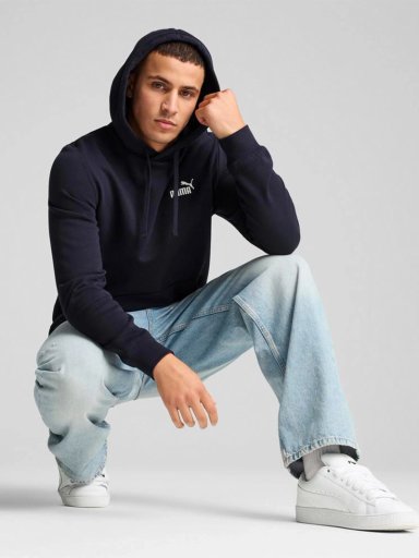 POLERÓN HOMBRE PUMA HOODIE ESSENTIALS NO.1 LOGO AZUL MARINO - 3