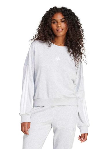 POLERA MUJER ADIDAS ESSENTIALS 3-RAYAS ALGODÓN GRAFITO