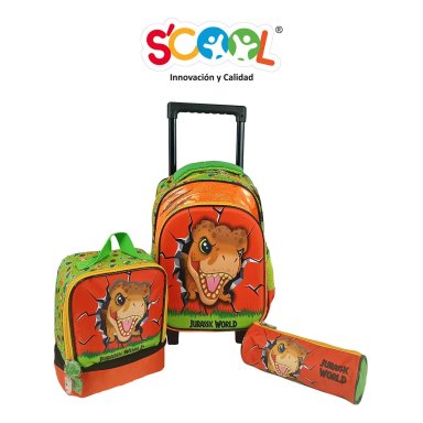 SET ESCOLAR MOCHILA CON RUEDAS JURASSIC WORLD KIDS 3D JURASSIC K 804031