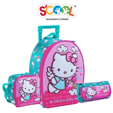 SET ESCOLAR MALETA MEDIANA HELLO KITTY 3D 804369 - 2