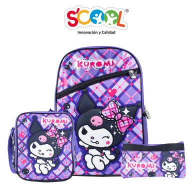 SET ESCOLAR MOCHILA HELLO KITTY DLX OFI EVA 3D KUROMI 804814 - 2