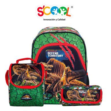 SET ESCOLAR MOCHILA JURASSIC WORLD N DLX OFI 3D 805411