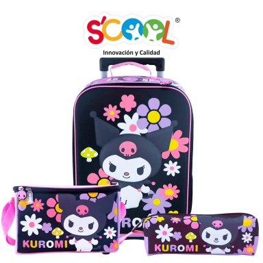 SET ESCOLAR MALETA GRANDE HELLO KITTY EVA 3D KUROMI B 805442