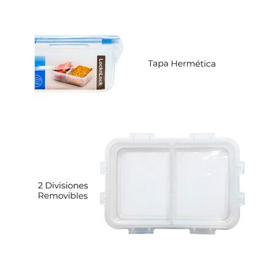 TAPER HERMÉTICO RECTANGULAR CON 2 DIVISIONES LOCK & LOCK 550 ML - 6