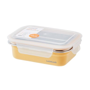 TAPER DE ACERO RECTANGULAR INOXIDABLE LOCK & LOCK 600 ML AMARILLO - 1