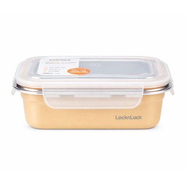 TAPER DE ACERO RECTANGULAR INOXIDABLE LOCK & LOCK 600 ML AMARILLO - 2