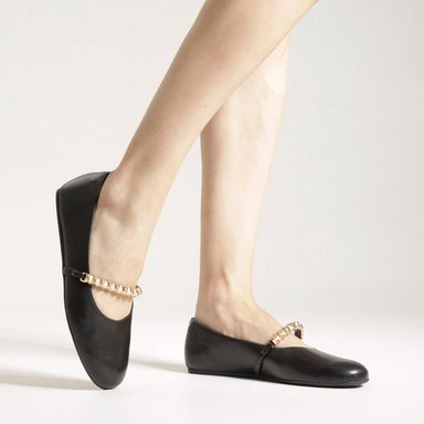 BALLERINAS CUERO MUJER AREZZO NEGRO - 3