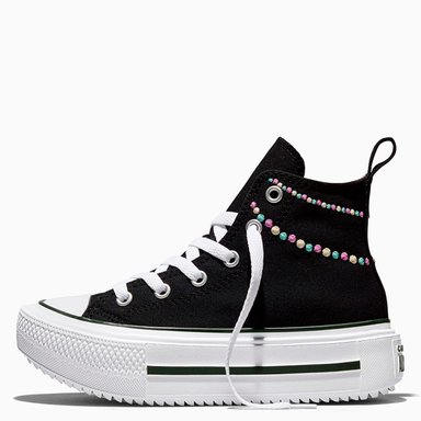 ZAPATILLAS NIÑO CONVERSE URBANAS NEGRO CHUCK TAYLOR ALL STAR DOUBLE STACK PLATFORM POLKA DOTS - 3