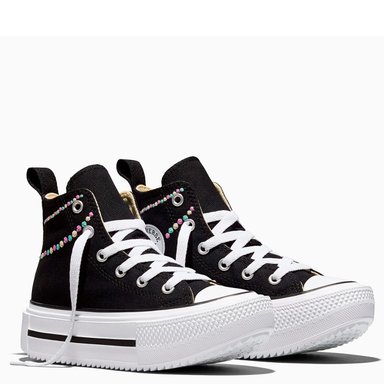 ZAPATILLAS NIÑO CONVERSE URBANAS NEGRO CHUCK TAYLOR ALL STAR DOUBLE STACK PLATFORM POLKA DOTS - 2