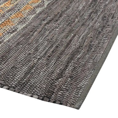 ALFOMBRA RIPLEY HOME RÚSTICO FRANJAS CUERO GRIS 170 X 240 CM - 4