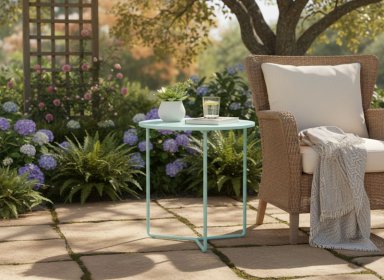 MESA RIPLEY HOME JUVENIL METAL AQUA 40X40 CM