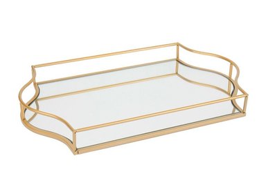 BANDEJA RIPLEY HOME ESPEJO BORDE DORADO 40 CM