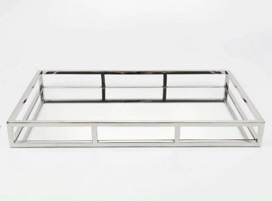 BANDEJA RIPLEY HOME RECTANGULAR METAL PLATA 50X30 CM