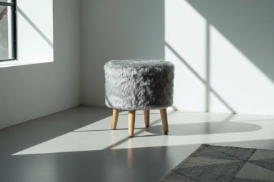 PUFF RIPLEY HOME PELUDO 42X40 CM GRIS