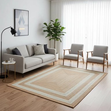 ALFOMBRA RIPLEY HOME ECTANGULOS BLANCOS JUTE 170 X 240 CM