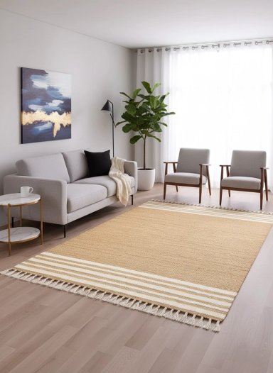 ALFOMBRA RIPLEY HOME RAYAS BLANCAS JUTE 170 X 240 CM