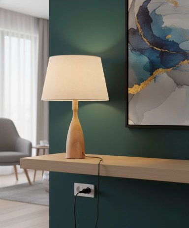 LÁMPARA DE MESA RIPLEY HOME ASIMETRICA MADERA 40X40 CM