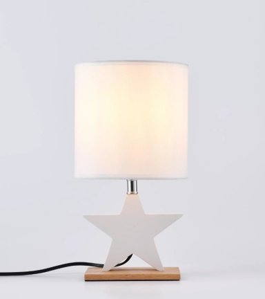 LÁMPARA DE MESA RIPLEY HOME ESTRELLA KIDS MADERA BLANCO 18X18 CM - 2